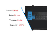 4DV4C Dell Laptop Battery for Dell XPS 18 1810 1820 18-1810 18-1820 XPS-1810 XPS-1820 Series Tablet D10H3 63FK6 0D10H3 063FK6 04DV4C 14.8V 69Wh Laptop Batteries JS Bazar