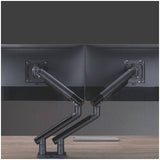 91-LDT49C024 Dual Slim Aluminum Spring-Assisted Monitor Arms, Fits 17" to 32" Screen, 9kg Max Weight, 180° Rotation Stop, Cable Management, Tension Indicator, Space Grey Desktop Mount JS Bazar