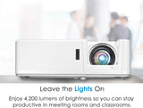Optoma ZH406 Short Throw FHD Laser Projector, Dura Core Laser Technology, High Bright 4200 Lumens. Projectors JS Bazar