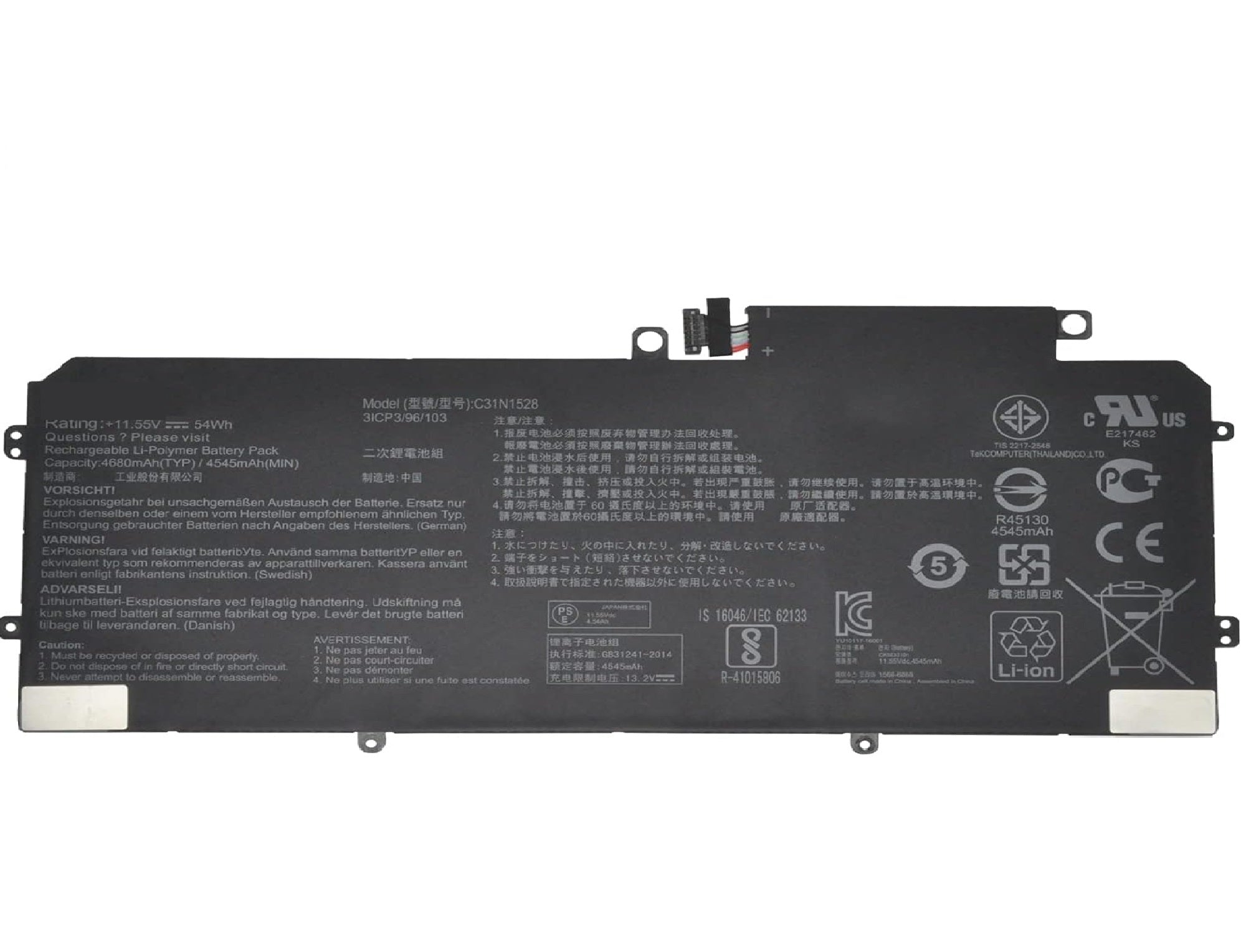 C31N1528 Asus Laptop Battery for Asus ZenBook Flip UX360 UX360C UX360CA UX360UA UX360CA-C4008T C4028T C4041T FC060T UBM1T UX360UA-1A 1B 1C Series 3ICP3/96/103 0B200-02080100 0B200-00730200 11.55V 54Wh Laptop Batteries JS Bazar