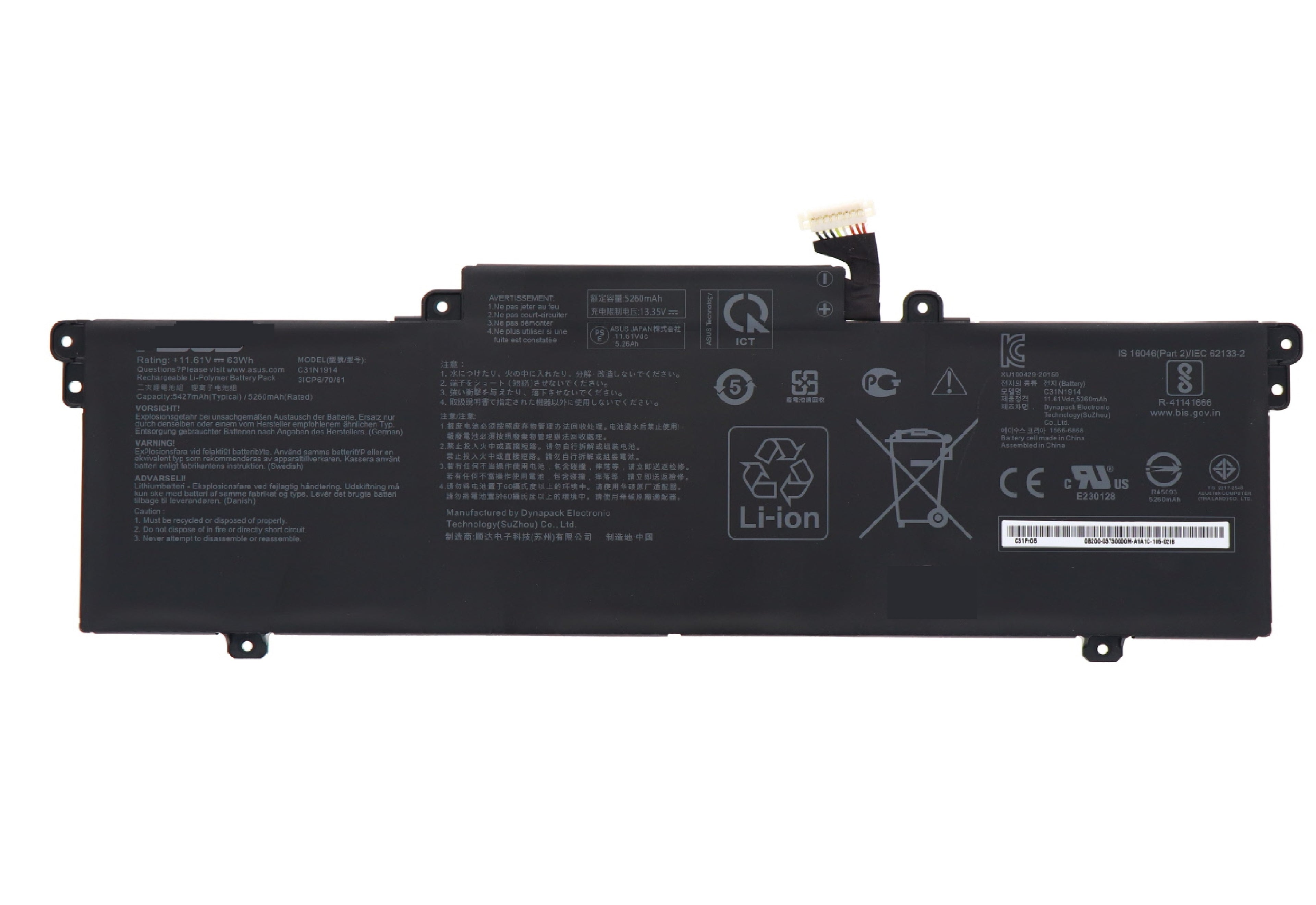 C31N1914 Asus Battery for Asus ZenBook 13 UX425UG ZenBook 14 Ultralight UX435EAL Zenbook 14 UX435EG UX435EGL UM425QA UX435EA UX435EG UX425UG Series Laptop 11.61V 63Wh Laptop Batteries JS Bazar