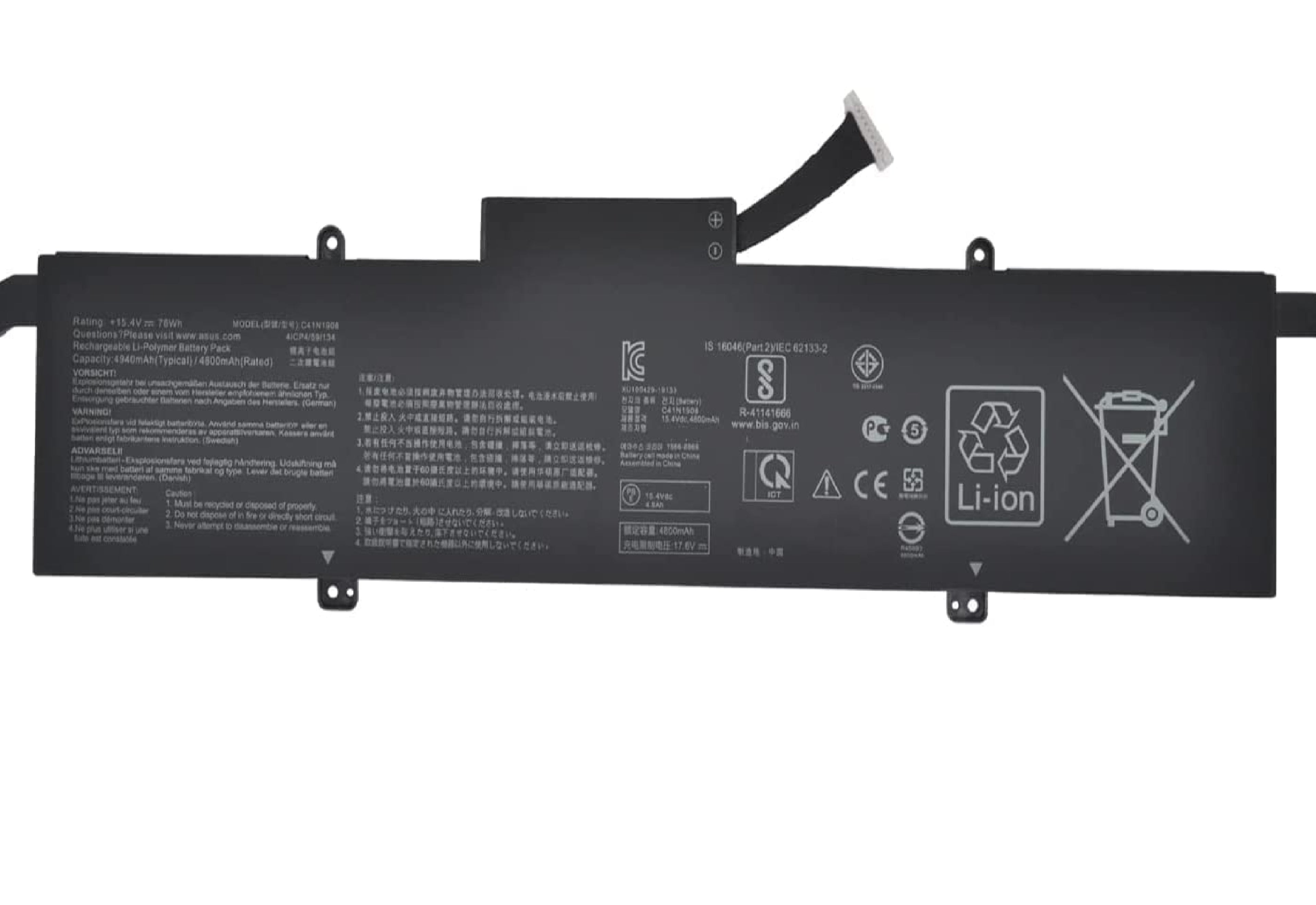 C41N1908 76Wh Asus Laptop Battery Compatible with Asus ROG Zephyrus G14 GA401II GA401IU GA401IV GA401IV-BR9N6 Series Notebook 15.4V 4940mAh Laptop Batteries JS Bazar