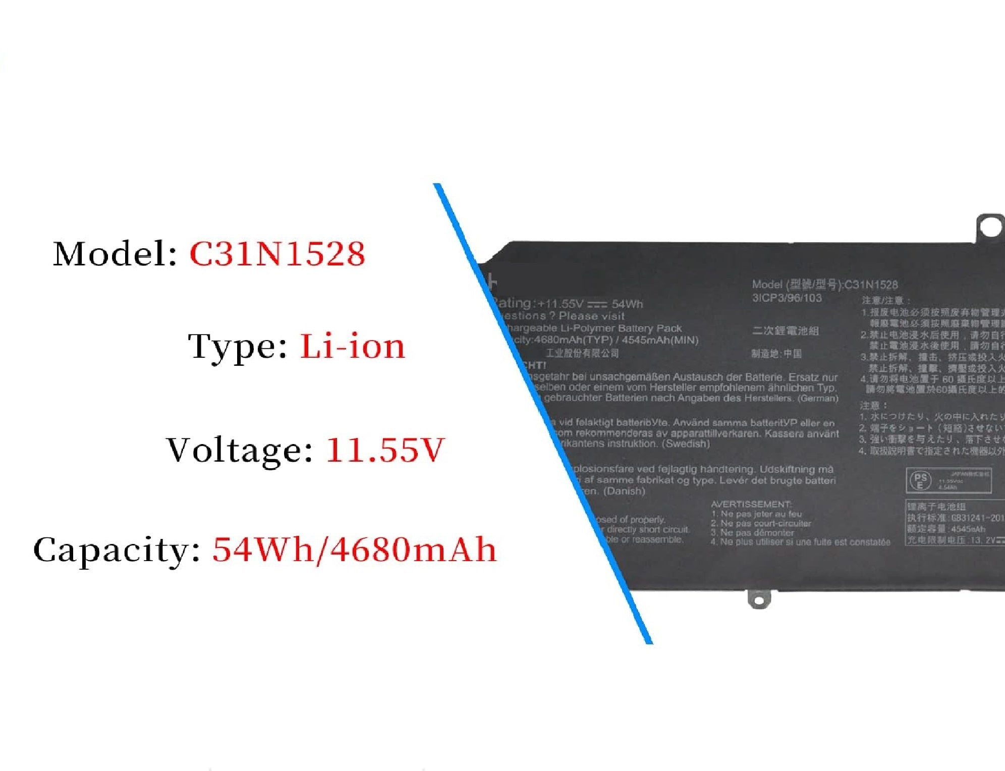 C31N1528 Asus Laptop Battery for Asus ZenBook Flip UX360 UX360C UX360CA UX360UA UX360CA-C4008T C4028T C4041T FC060T UBM1T UX360UA-1A 1B 1C Series 3ICP3/96/103 0B200-02080100 0B200-00730200 11.55V 54Wh Laptop Batteries JS Bazar