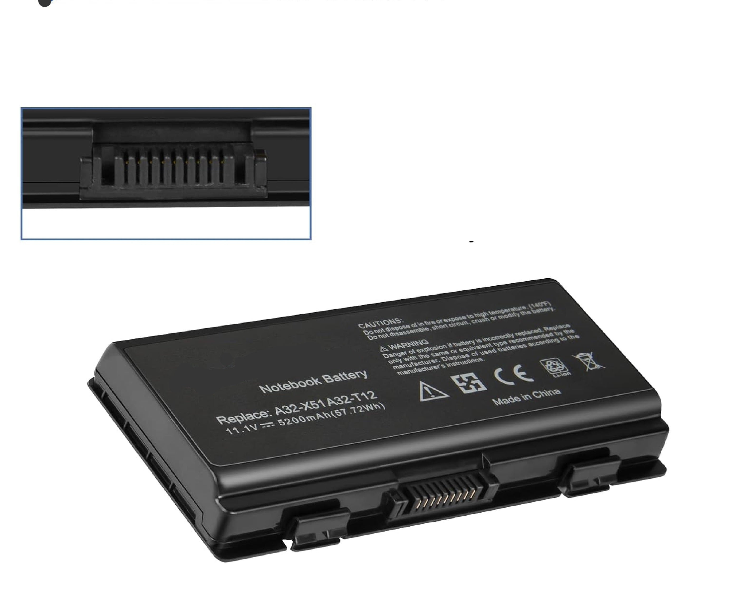 Generic 11.1V 5200mAh Laptop Battery A32-X51 A32-T12 for ASUS X51 X51C X51H X51L X51R X51RL X58 X58C X58L T12 T12C T12ER T12FG T12JG T12MG T12MG T11 2UG T11 Laptop Batteries JS Bazar