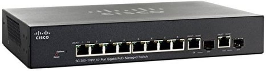 SG300-10PP - Cisco Small Business 300 Series Managed Switches, 8 10/100/1000 PoE+ ports with 62W power budget, 2 Combo mini-GBIC ports