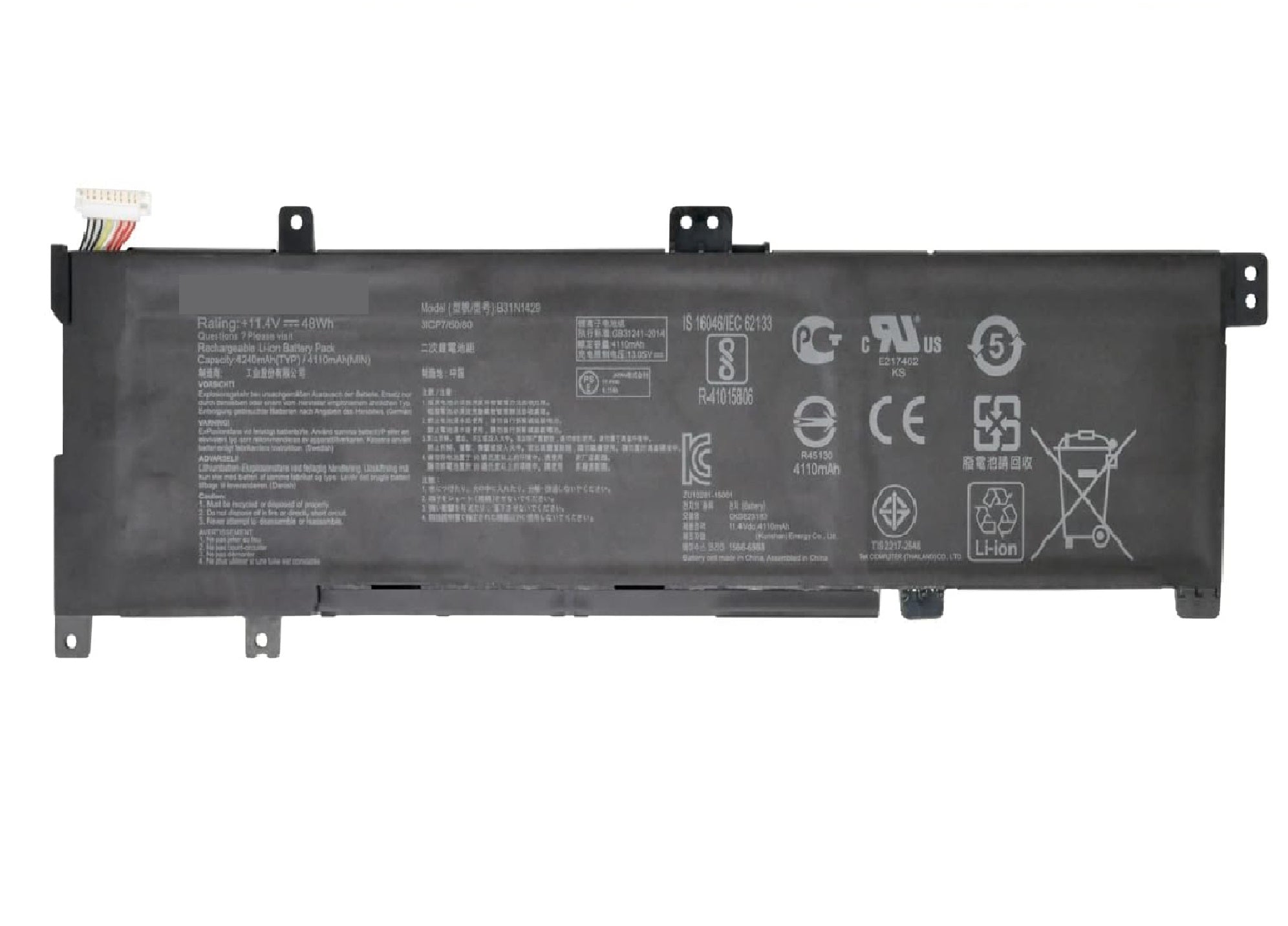 B31N1429 Asus Laptop Battery for Asus A501LB A501LX A501UB A501UQ A501UW A501UX K501L K501LB K501LX K501LX-NH52 K501U K501UB K501UQ K501UX K501UX-AH71 K501LX-NH52 K501UW Series 0B200-01460100 11.4V 48Wh Laptop Batteries JS Bazar