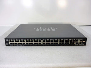 SG300-52P - Cisco Small Business 300 Series Managed Switches, 50 10/100/1000 ports (48 PoE+ ports with 375W power budget), 2 combo mini-GBIC ports