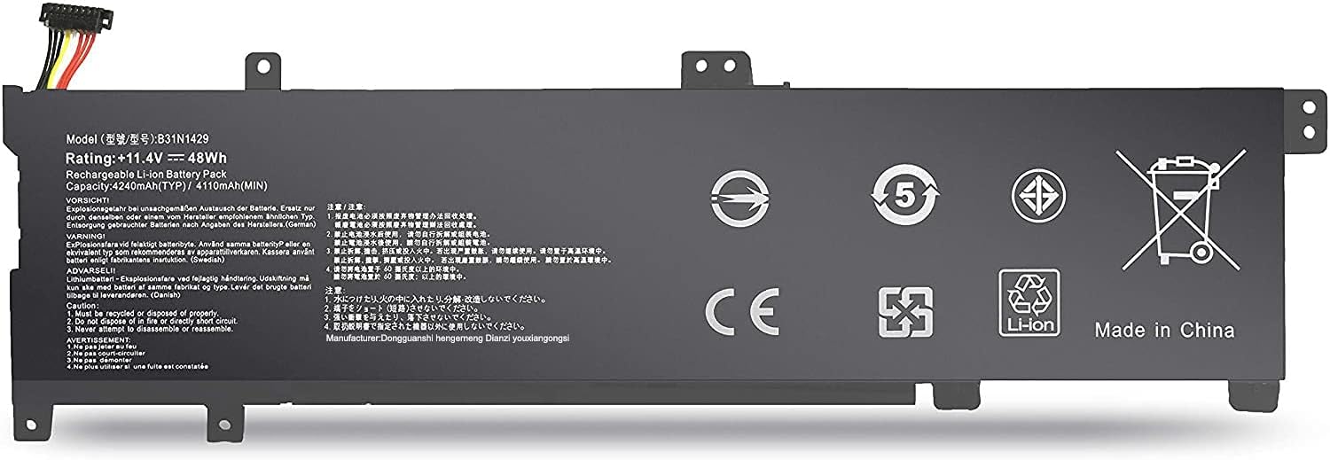 B31N1429 Asus Laptop Battery for Asus A501LB A501LX A501UB A501UQ A501UW A501UX K501L K501LB K501LX K501LX-NH52 K501U K501UB K501UQ K501UX K501UX-AH71 K501LX-NH52 K501UW Series 0B200-01460100 11.4V 48Wh Laptop Batteries JS Bazar
