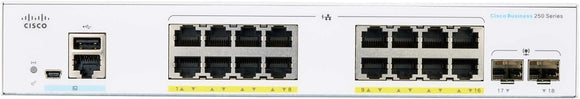 CBS250-16T-2G - Cisco Business 250 Series Smart Switches, Cisco Business 250 Switch, 16 10/100/1000 ports, 2 Gigabit SFP Networking Switches JS Bazar
