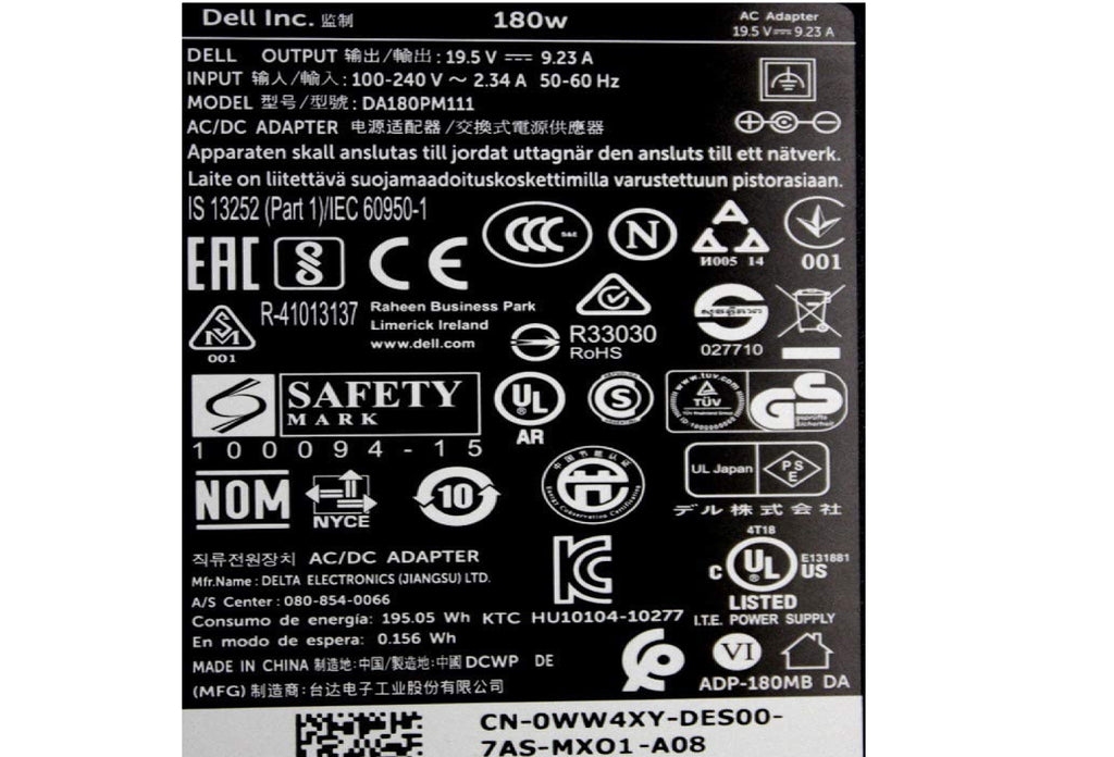 180W Dell Laptop charger for Dell Laptop Replacement Charger 19.5V 9.23A Laptop Charger JS Bazar