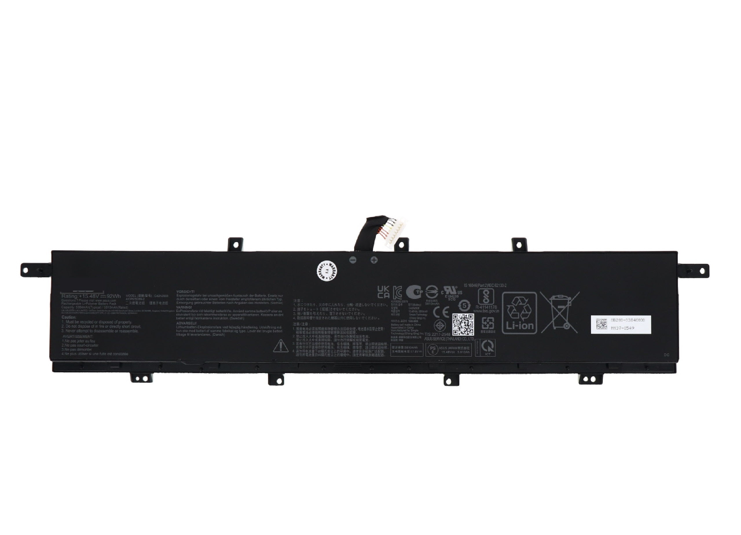 C42N2008 Asus Laptop Battery for ASUS ZenBook Pro Duo 15 OLED UX582 UX582L UX582LR XS74T UX582LR-H2002R UX582LR-BP1979R UX582LR-H2002TS H2003R UX582LR-H2017T H2025R UX582LR-XS94T 0B200-03840000 15.48V 92Wh Laptop Batteries JS Bazar