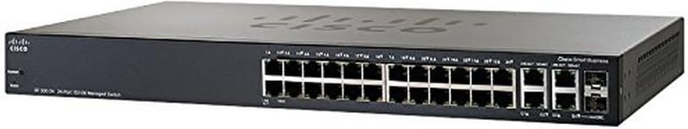 SF300-24MP - Cisco Small Business 300 Series Managed Switches, 24 10/100 PoE+ ports with 375W power budget, 2 10/100/1000 ports - 2 combo mini-GBIC