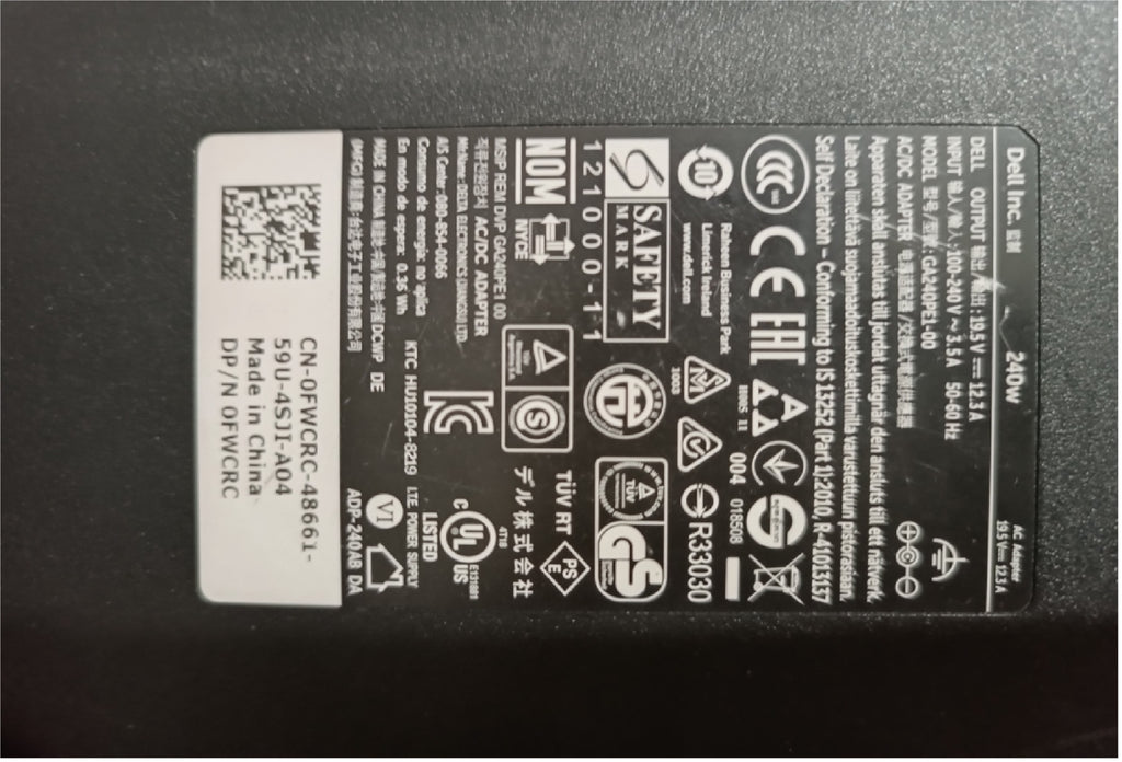 Original 240W Dell Laptop charger for Dell PA-91 GA240PE1-00 ADP-240AB (0FWCRC, FWCRC) Laptop Charger JS Bazar