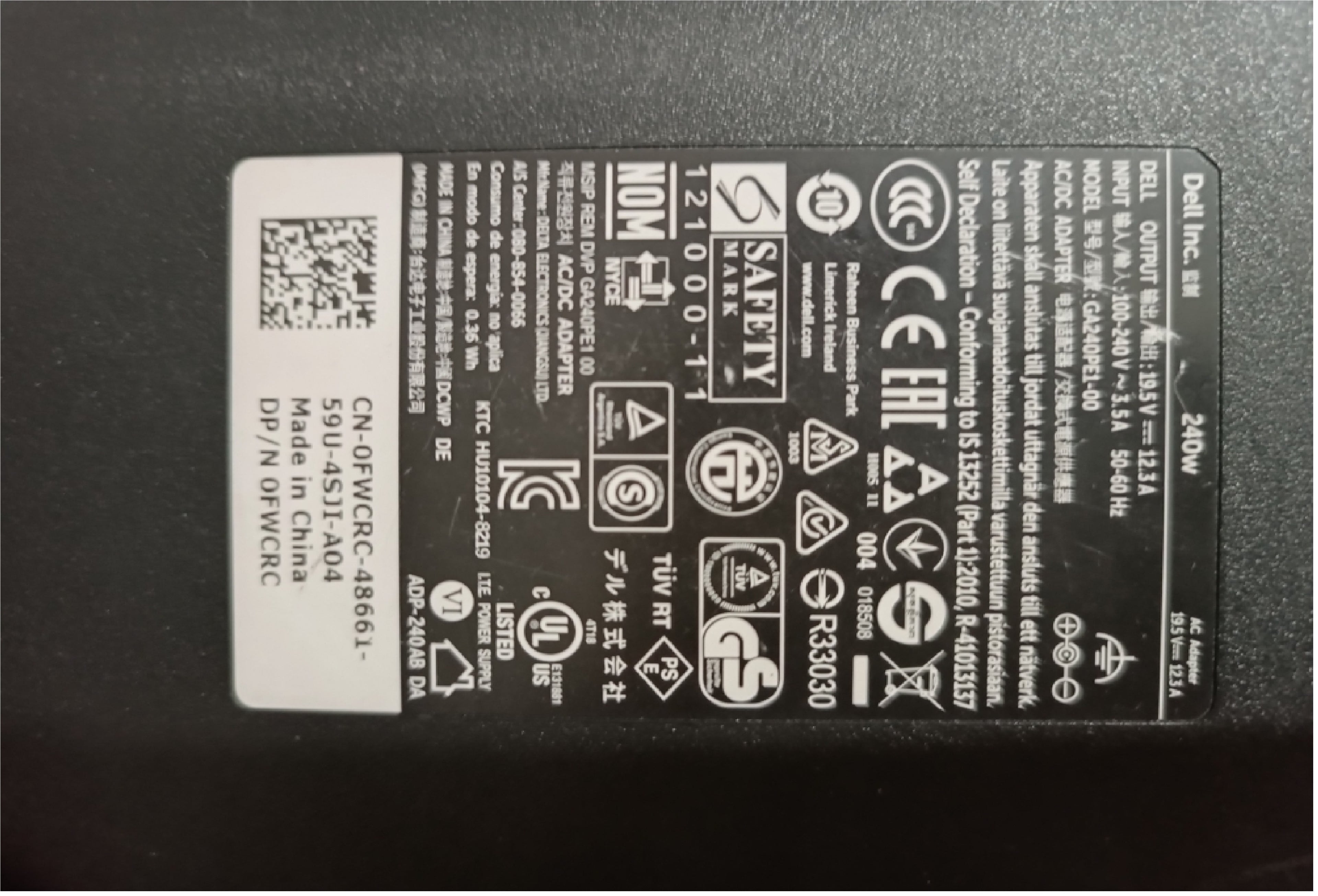240W Dell Laptop charger for Dell Alienware M15x M17x M6600 J211H FWCRC C3MFM U896K 6RTJT Y044M (Slim) Laptop Charger JS Bazar