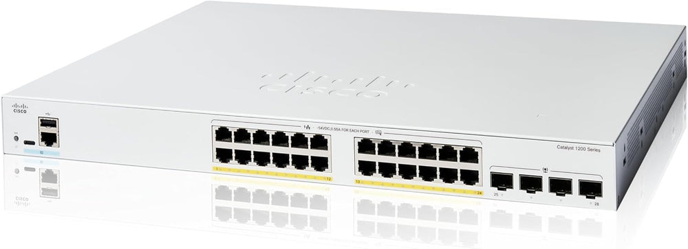 Cisco Catalyst 1200-24FP-4G Smart Switch, 24 Port GE, Full PoE, 4x1GE SFP, (C1200-24FP-4G)