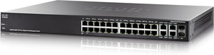 SG300-28PP - Cisco Small Business 300 Series Managed Switches, 26 10/100/1000 ports (24 PoE+ ports with 180W power budget), 2 combo mini-GBIC ports