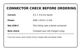 4.5 by 3.0 mm barrel connector compatibility check for 45W Dell charger