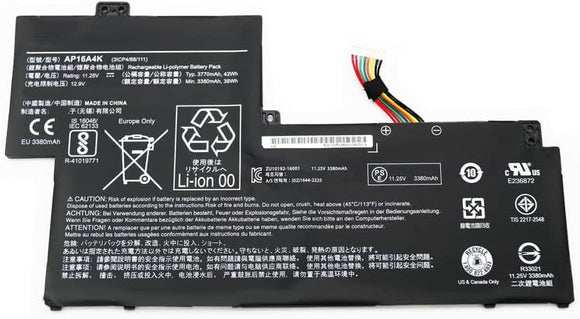 AP16A4K 3ICP4/68/111 KT.00304.003 Acer Laptop Battery for Acer Swift 1 SF113-31-P7Z0 P3BG P4MS P5WW N16Q9 AS3EA N17P2, CLOUDBOOK 11 AO1-132 Series 1,25 V 42Wh/3770mAh Laptop Batteries JS Bazar
