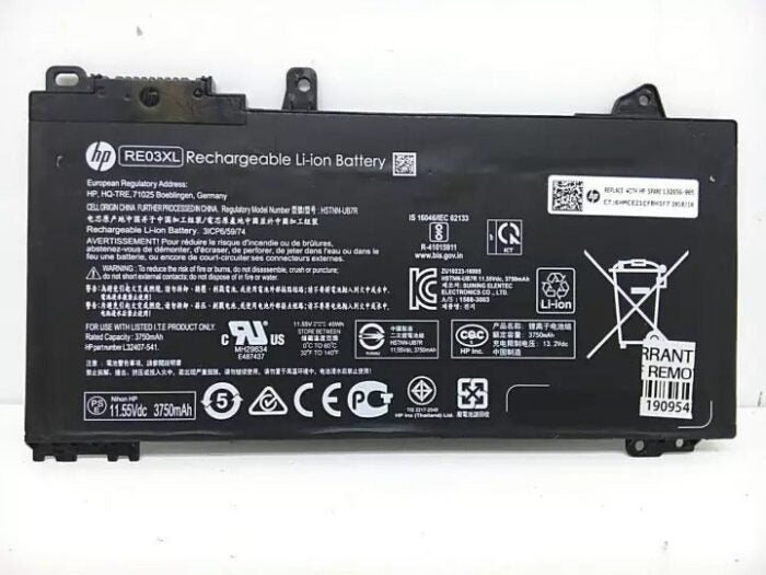 Original RE03XL Laptop Battery for HP ProBook 430 440 445 450 455R G6 430 440 445 450 G7 ZHAN 66 Pro 13 G2 14 G2 14 G3 15 G2 Series L32656-002 L32656-005 L32407-2C1 L32407-541 L32407-AC1 HSTNN-OB1C Laptop Batteries JS Bazar