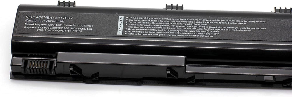 Laptop Battery for Dell Inspiron 1300, Inspiron B120, Inspiron B130, Latitude 120L 312-0365 312-0366 312-0416 999C5890F HD438 - JS Bazar