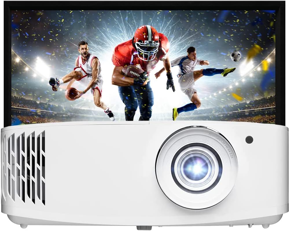 Optoma UHD55 Projector, DLP Technology, 3600 ANSI Lumens, UHD 3840x2160 Resolution, 16:9 Aspect Ratio, 1.3x Zoom - JS Bazar