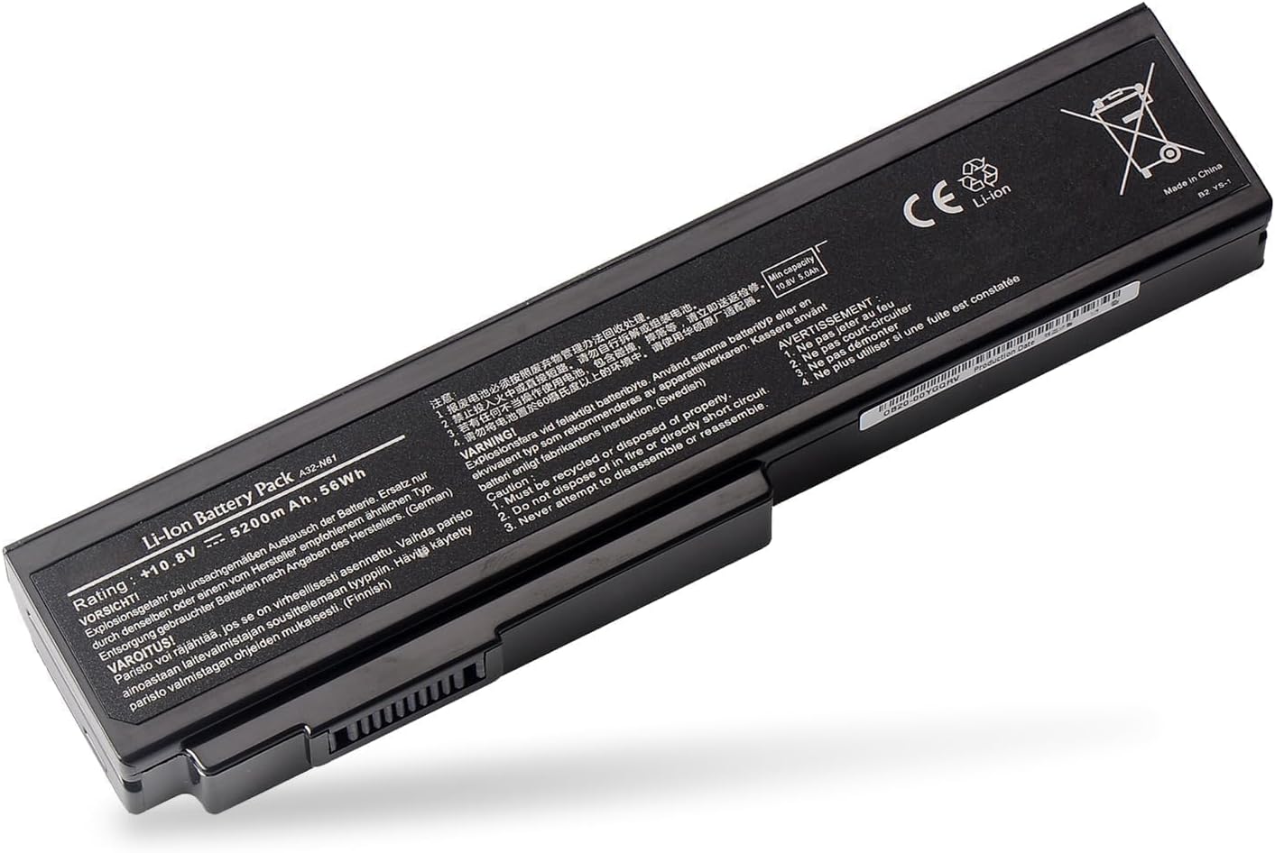 A32-N61 Battery for Asus N61 N61J N61D N61V N61VG N61JA N61JV M50s N53 N53S N53SV N43S N43JF N43JQ A32-M50 A33-M50 [10.8V, 56WH, 5200mAh] Laptop Batteries JS Bazar