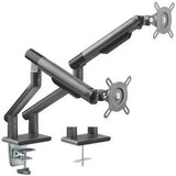 91-LDT49C024 Dual Slim Aluminum Spring-Assisted Monitor Arms, Fits 17" to 32" Screen, 9kg Max Weight, 180° Rotation Stop, Cable Management, Tension Indicator, Space Grey Desktop Mount JS Bazar