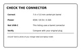 7.4 by 5.0 mm Dell charger connector check