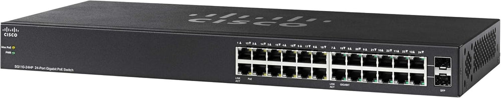 Cisco SG110-24HP Unmanaged Switch , 24 Gigabit Ethernet (GbE) Ports , 100W PoE , (SG110-24HP-NA)