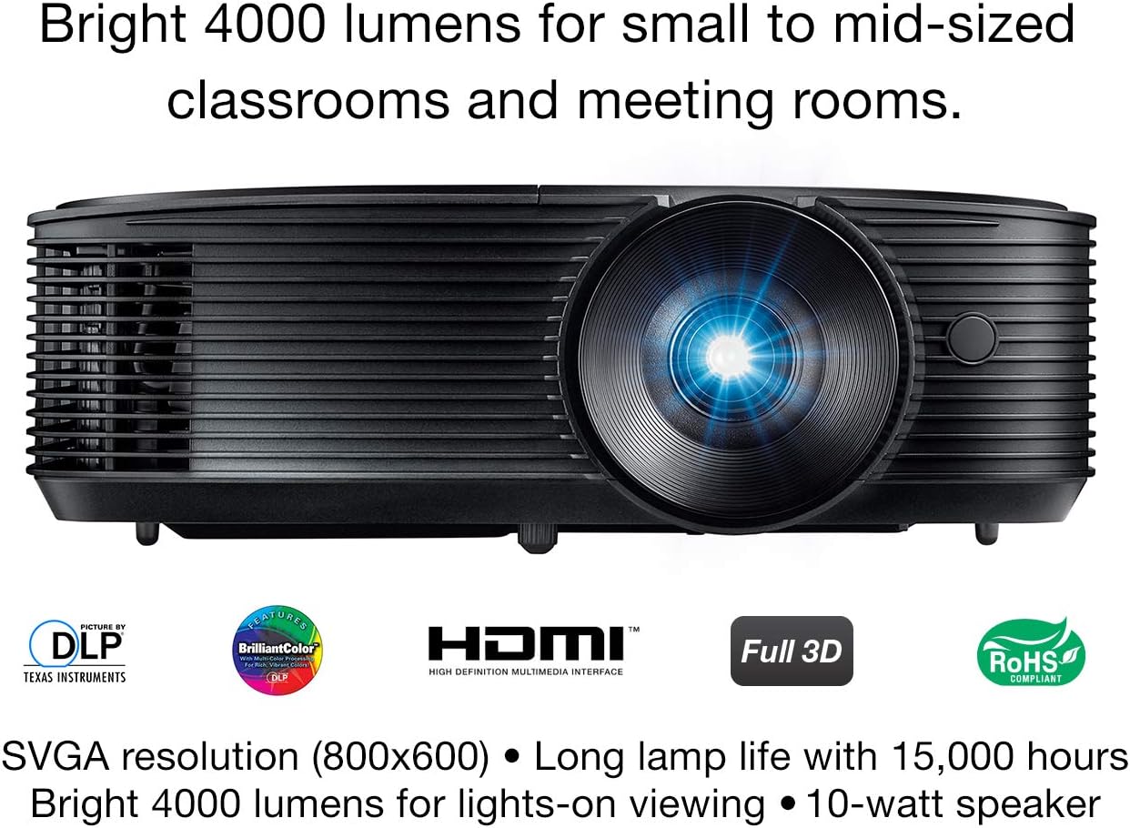 Optoma S336 UK DLP Projector, 4000 Lumens Brightness, Integrated 10-Watt Speaker, 1.94 to 2.16:1 Throw Ratio, Analog Audio Input & Output Projectors JS Bazar