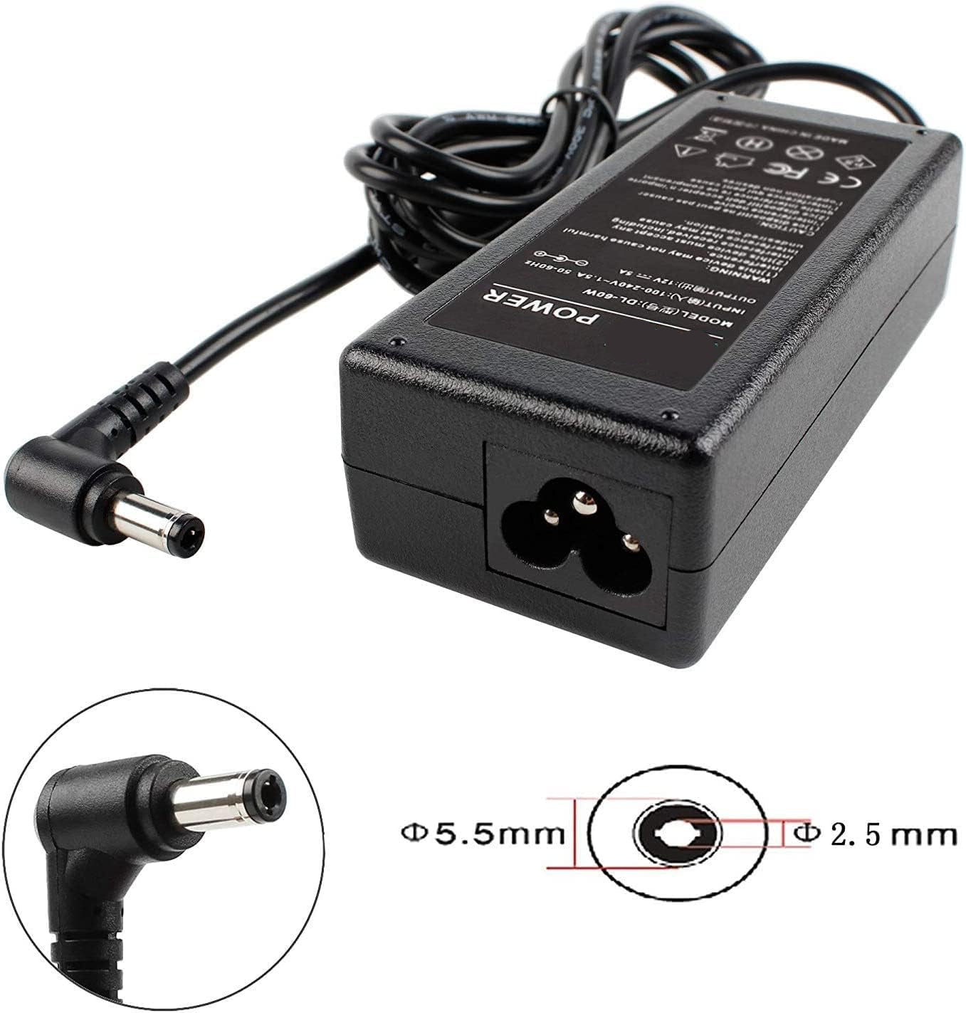 60W Laptop AC Power Replacement Charger Supply for DELL Model ADP-70BB 12V/5A (5.5mm*2.5mm)