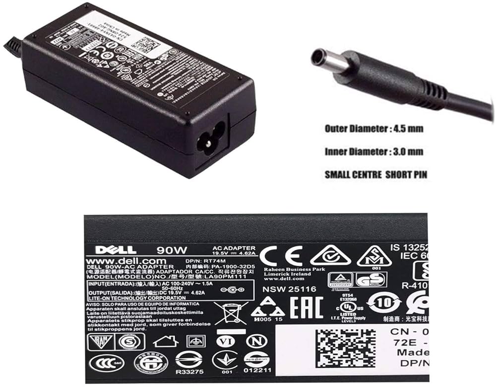 90W Dell charger  19.5V 4.62A For Dell laptop AA90PM111 MV2MM 0MV2MM