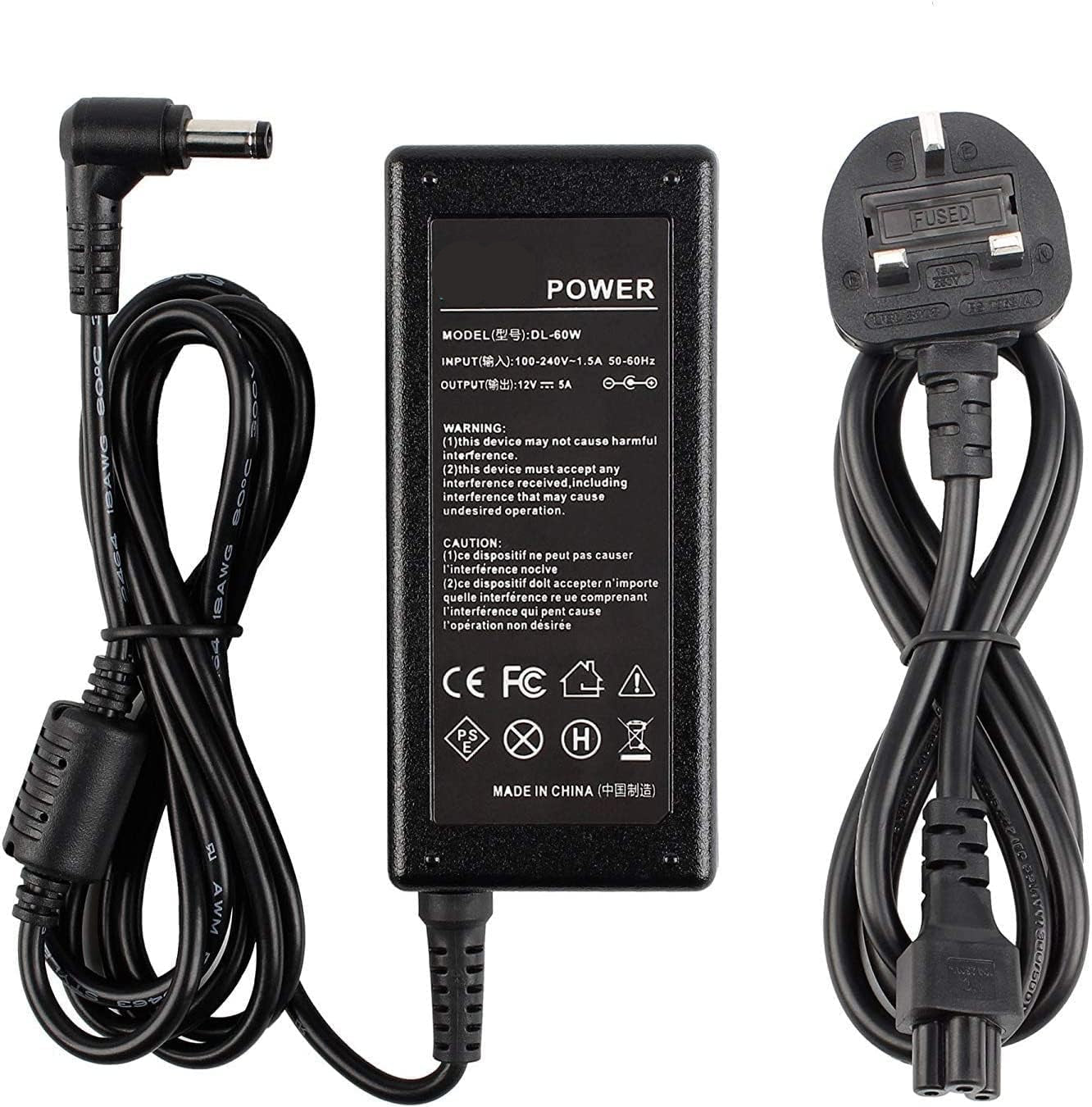 60W Laptop AC Power Replacement Charger Supply for DELL Model ADP-70BB 12V/5A (5.5mm*2.5mm)