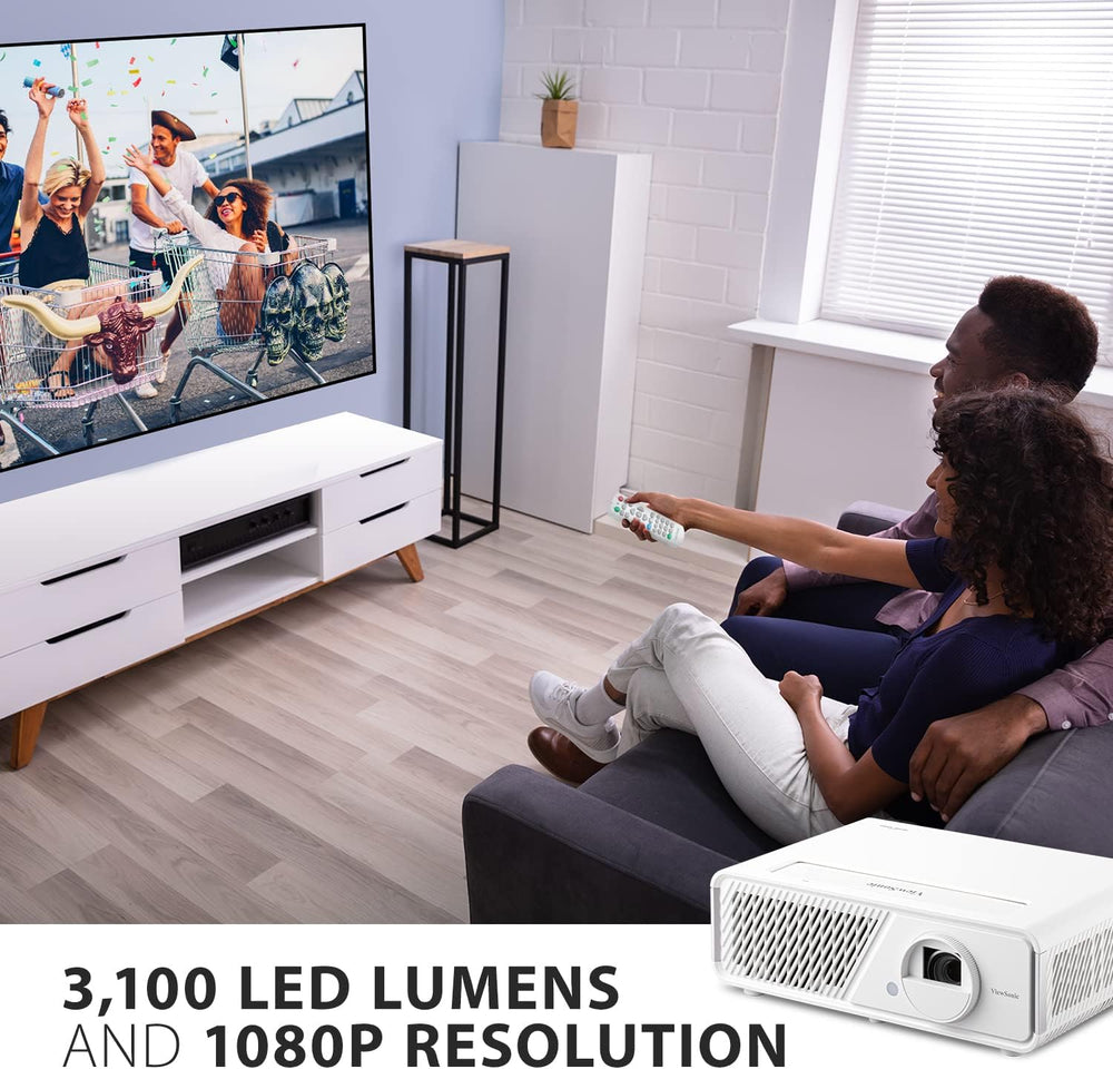 ViewSonic X1 3100-Lumen Full HD DLP Smart Home Theater Projector, 60 to 150
