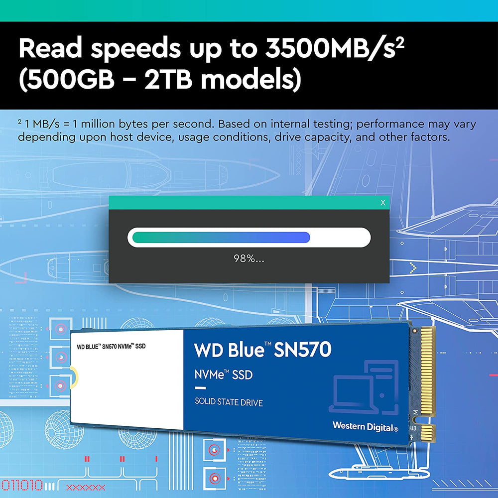 Western Digital SN570 500GB Blue Internal SSD, 3500MB/s Read Performance, 2300MB/s Write Performance : WDS500G3B0C - JS Bazar