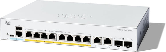 Cisco Catalyst 1300-8P-E-2G Managed Switch, 8 Port GE, PoE, Ext PS, 2x1GE Combo (C1300-8P-E-2G) Networking Switches JS Bazar