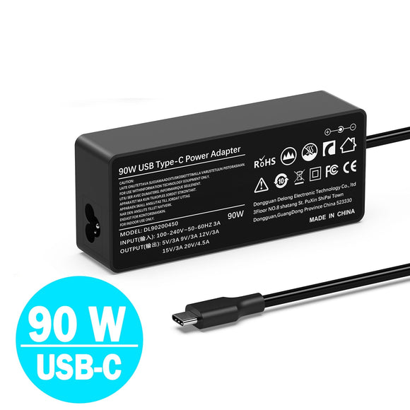 Universal Laptop Charger PD 90W USB C Power Adapter, Type C Power Supply Cord for MacBook Lenovo Dell HP Gateway Asus Acer Samsung LG Sony Monitor TV and More Type C Devices C0077 Laptop Charger JS Bazar