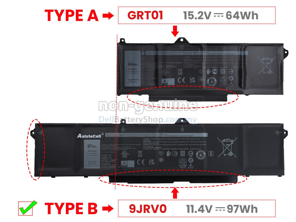 15.2V 64WH Li-ion Batteries Laptop GRT01 For Dell Latitude 5421 5431 5521 5531 Precision 3561 3571 3470 Alienware m17 R5 AMD