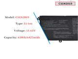 C31N2019 Laptop Battery for Asus VivoBook Pro 14X OLED M7400 15 OLED M3500QC M3500QC-L1062T M3500QC-L1079T M3500QC-L1081T M3500QC-L1142T L1221T M3500QC-L1249W M3500QC-L1347W 11.61V 63Wh Laptop Batteries JS Bazar