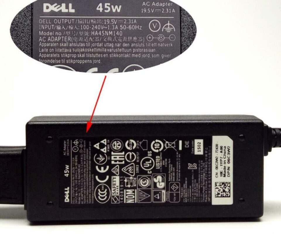 45W Dell Laptop charger for Dell Inspiron Latitude XPS Vostro Laptop AC Replacement Adapter CDF57 0CDF57 19.5V 2.31A