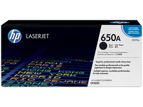 HP 650A Color LaserJet CE270A Black Print Cartridge Toners JS Bazar