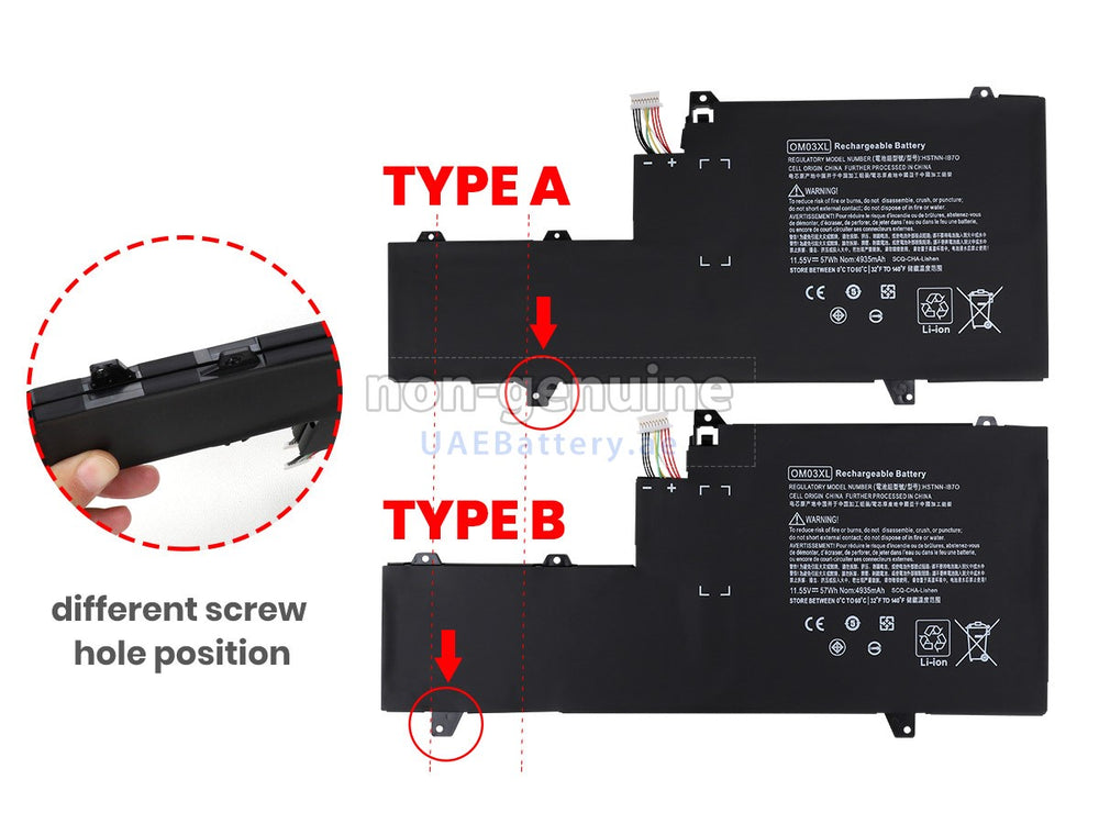 HP Battery OM03XL for HP EliteBook X360 1030 G2 HSTNN-IB70 (863280-855, 863167-1B1) - JS Bazar