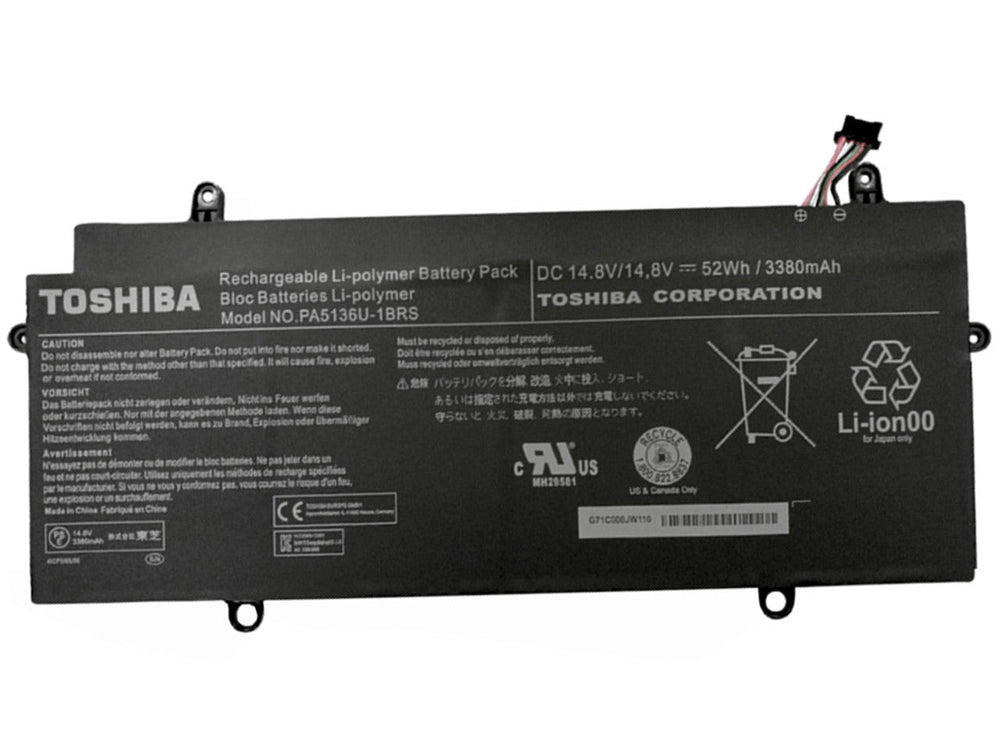 14.8V 52wh PA5136U-1BRS Toshiba Portege Z30 Z30-A Z30-A1301 Z30-AK04S P000640510 PA5136U Laptop Battery - JS Bazar