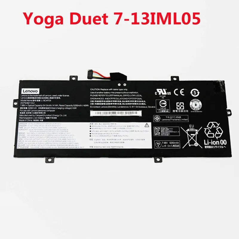 7.68V 5410mAh 41Wh L19C4PD8 L19M4PD8 SB10X87837 SB10X87838 5B10X87839 2ICP4/46/113-2 Laptop Battery Replacement for Lenovo Yoga Duo et 7-13 IML05 - JS Bazar