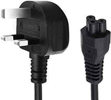 UK 3-pin laptop power cable with flower-style connector end