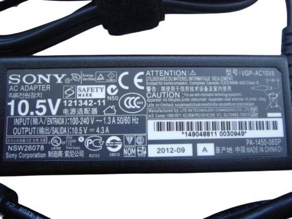 45W Sony Vaio Pro 11 13 Duo 11 13 Series PA-1450-06SP VGP-AC10V7 VGP-AC10V8 VGP-AC10V9 VGP-AC10V10 Replacement Laptop Adapter - JS Bazar