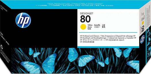 HP 80 Yellow DesignJet Printhead and Printhead Cleaner : C4823A Cartridges JS Bazar