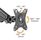Dual Monitors Aluminum Gas Spring Monitor Arm | LDT47-C024 Desktop Mount JS Bazar