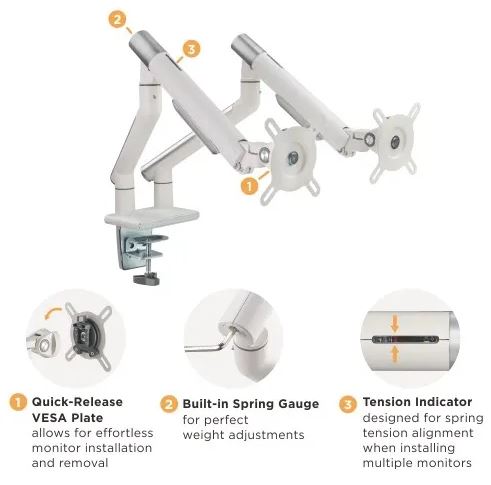 premium aluminum spring-assisted dual monitor arms | 91-ldt49c024 - JS Bazar