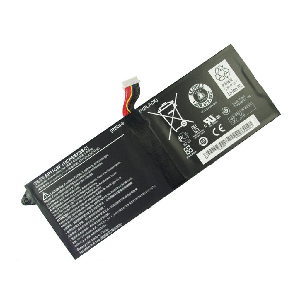 3.7V 24wh Replacement Laptop Battery AP11C3F AP11C8F compatible with Acer 1ICP5/67/90-2 1ICP6/67/88-2 Tablet - JS Bazar